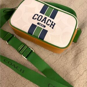 Coach Green, White, and Tan Crossbody Bag